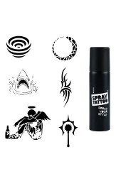 Efkar ve Şerit Spray Tattoo Geçici Dövme Seti Dark Siyah Sprey - 1