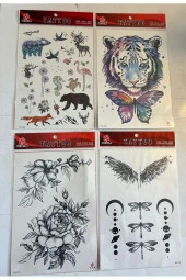Büyük Boy Yapıştırma Dövme Geçici Dövme Seti 4 Adet Birden Model 9 thumbnail 1