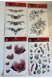 Büyük Boy Yapıştırma Dövme Geçici Dövme Seti 4 Adet Birden Model 5 thumbnail 1