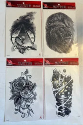 Büyük Boy Yapıştırma Dövme Geçici Dövme Seti 4 Adet Birden Model 13 thumbnail 1