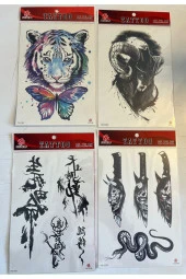 Büyük Boy Yapıştırma Dövme Geçici Dövme Seti 4 Adet Birden Model 10 thumbnail 1