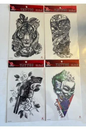 Büyük Boy Yapıştırma Dövme Geçici Dövme Seti 4 Adet Birden Model 18 thumbnail 1