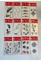 Minimal Geçici Dövme 12 Adet Birden Yapıştırma Dövme Model9 thumbnail 1