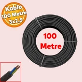 TTR CCA Çok Telli Elektrik Kablosu Topraklı Bakır İletken Damarlı Siyah Kablo 3x2.5 100 Metre thumbnail 1