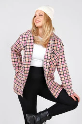 Kadın Kazayağı Desenli Saçaklı Çift Cep Tüvit Kumaş Gömlek Orange - 2