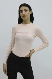 Bisiklet Yaka Zıbınlı Body - 1