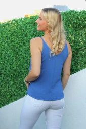 Ayrobin Askılı Bluz Mavi - 5