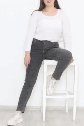 Büyük Beden Kot Pantolon Koyu Füme - 4
