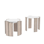 Homedora Harmony Zigon Sehpa Meşe-Beyaz - 7