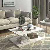 Homedora Tessa Modern Orta Sehpa Beyaz-Krom - 2