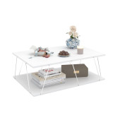 Homedora Tessa Modern Orta Sehpa Beyaz-Krom - 3