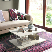 Homedora Tessa Modern Orta Sehpa Beyaz-Krom - 1