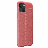 Vendas iPhone 13 Mini Deri Desenli Çift Katmanlı Silikon Kılıf + Seramik Nano Ekran Koruyucu - 3