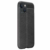 Vendas iPhone 13 Mini Deri Desenli Çift Katmanlı Silikon Kılıf + Seramik Nano Ekran Koruyucu - 2