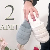 2'li Ekonomik yumuşak kışlık termal yüksek tabanlı kadın ev terliği - 1