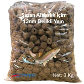 Hedyex 13nm Delikli Palet Yem 3Kg Sazan Alabalık için Delikli Yem - 1