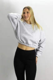 Bel Lastikli Bisiklet Yaka Sweatshirt - 1
