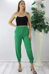 Krinkıl Paça Pensli Pantolon Yeşil - 1