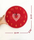 TFA Keçe Kalpli Duvar Saati Kırmızı - 5