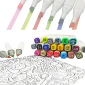 Çift Taraflı Profesyonel 24'lü Marker Boya Kalem Seti Marker Boya Kalemi 24'lü - Çantalı thumbnail 1