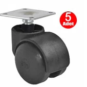 Aletçantam Plastik Siyah Koltuk Tekeri Mobilya Dolap Tablalı Tekerleği -5 Adet - 1