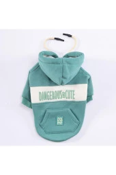 Pawstar Kedi ve KÜÇÜK Köpek Green Cute Hoodie L Sırt33cm Göğüs46cm Boyun30cm - 4