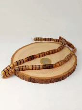 3 Şeritli Tibet Akik Taşı Silindir Kesim 9x30mm/adet (45780-1) thumbnail 2