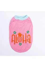 Pawstar Kedi ve KÜÇÜK Köpek T-Shirt Pink Aloha S Sırt24cm Göğüs37cm Boyun23cm - 2