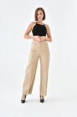 FTZ Women Kadın Deri Pantolon  Beige 30634 thumbnail 5