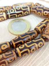 9 Göz Tibet Akik Taşı Silindir Kesim 10x30mm/adet (45782-1) thumbnail 1