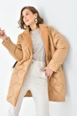 FTZ Women Kadın Kürk Detay Kaban  Camel RBN4067 thumbnail 2