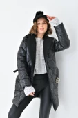 FTZ Women Kadın Kürk Detay Kaban Siyah RBN4067 - 5