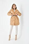 FTZ Women Kadın Kürk Detay Kaban  Camel RBN4067 thumbnail 1