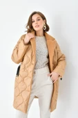 FTZ Women Kadın Kürk Detay Kaban  Camel RBN4067 thumbnail 3