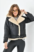 FTZ Women Kadın Kürk Detay Kaban  Siyah RBN4063 thumbnail 6
