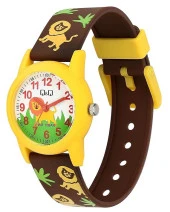 Q&Q V22A-019VY KAHVERENGİ SİLİKON KORDON RAKAMLI ÇOCUK KOL SAATİ - 2