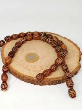 2 Göz Tibet Akik Taşı Şekilli Kesim 12x15mm Dizi (45792) thumbnail 2