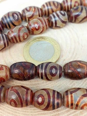 2 Göz Tibet Akik Taşı Şekilli Kesim 12x15mm Dizi (45792) thumbnail 3