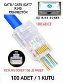 EZ Cat5-Cat6 EZ RJ45-46 100lü Yeni Nesil Delikli Konnektör - 1
