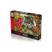 KS Games Çit Üzerine Kedi ve Çiçekler 1000 Parça Puzzle - 2
