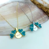 Vaoov 925 Ayar Gümüş İsimli Açılan Yeşil Yonca Kolye thumbnail 6