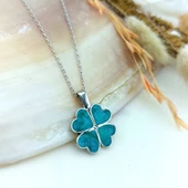 Vaoov 925 Ayar Gümüş İsimli Açılan Yeşil Yonca Kolye thumbnail 5