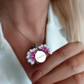 Vaoov 925 Ayar Gümüş İsimli Açılan Menekşe Kolye thumbnail 1