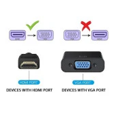 Ancheyn HDMI To VGA Ses Destekli Dönüştürücü Kablo Çevirici Adaptör 4488 - 6