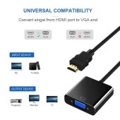 Ancheyn HDMI To VGA Ses Destekli Dönüştürücü Kablo Çevirici Adaptör 4488 - 7