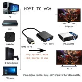 Ancheyn HDMI To VGA Ses Destekli Dönüştürücü Kablo Çevirici Adaptör 4488 - 8
