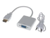 HDMI to VGA Dönüştürücü Kablo Ses Destekli Adaptör Çevirici PS3 Kulaklık Monitör Tv Led Uydu 4548 - 1