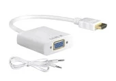 HDMI to VGA Dönüştürücü Kablo Ses Destekli Adaptör Çevirici PS3 Kulaklık Monitör Tv Led Uydu 4548 - 2