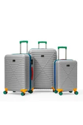Louisiana Polo 3'lü Valiz Seti %100 Polikarbon Valiz 4x2 Teker Gri 1088 thumbnail 1