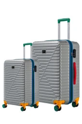 Louisiana Polo Orta Ve Kabin Boy 2'li Valiz Seti %100 Polikarbon Valiz 4x2 Teker Gri 1088 thumbnail 1